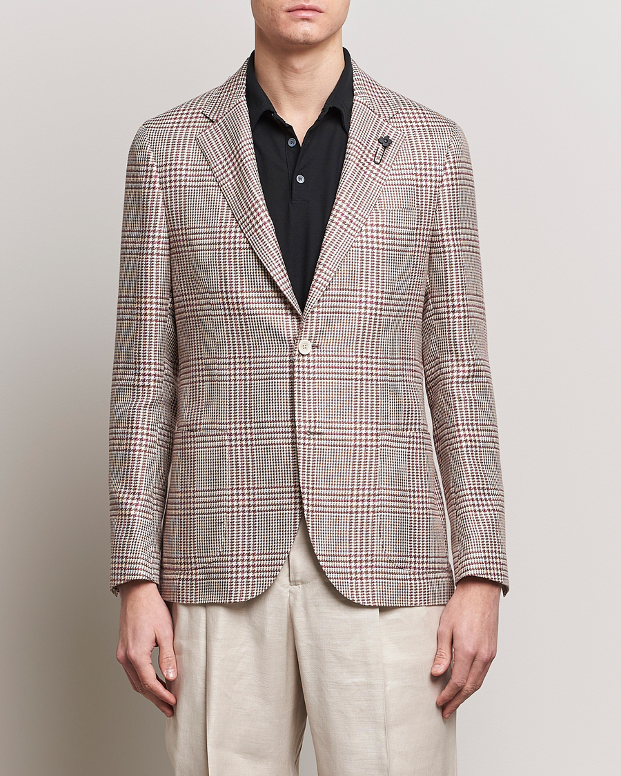 Herre | The linen lifestyle | Lardini | Checked Cotton/Linen Patch Pocket Blazer Beige