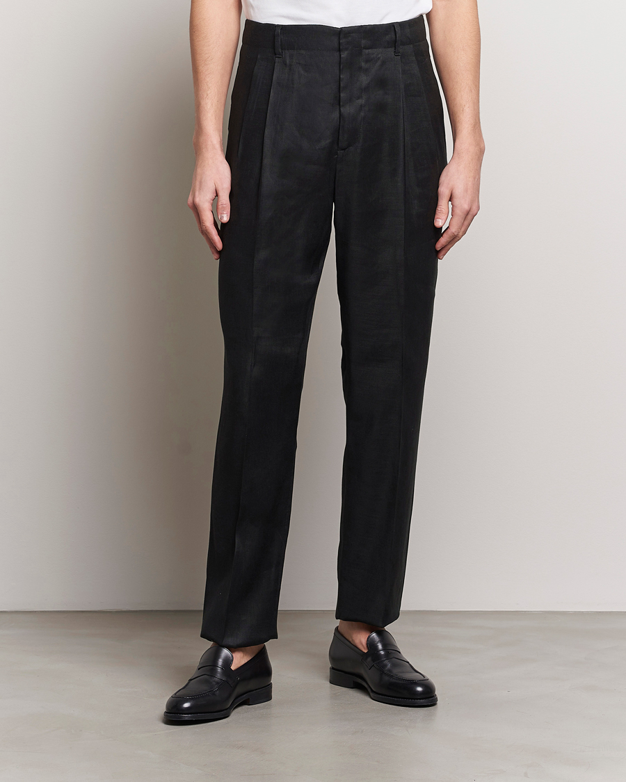Herre | Italian Department | Lardini | Atos Pleated Linen Trousers Black