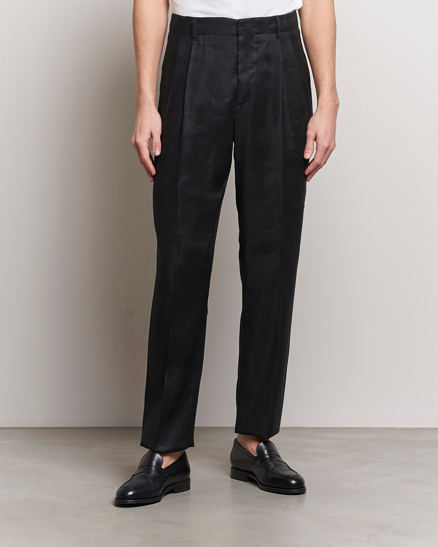 Herre | Afdelinger | Lardini | Atos Pleated Linen Trousers Black