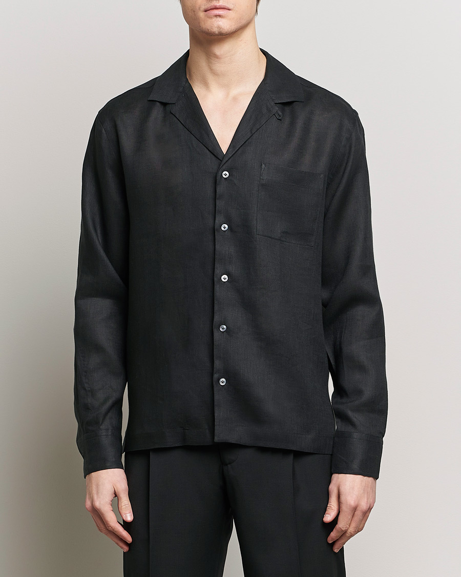 Herre | Italian Department | Lardini | Klop Linen Shirt Black