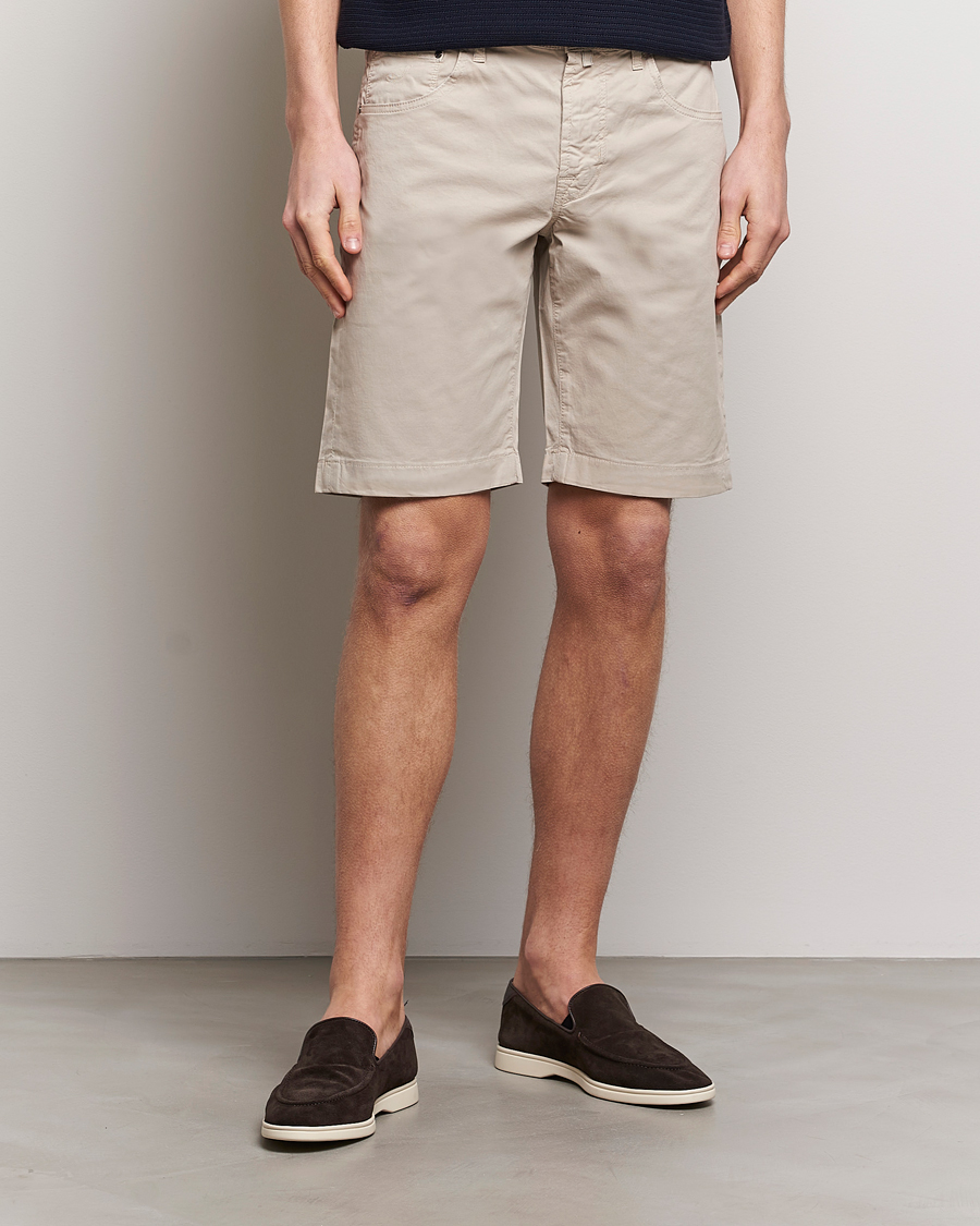 Herre | Tøj | Jacob Cohën | Nicolas Cotton Gabardine Shorts Beige