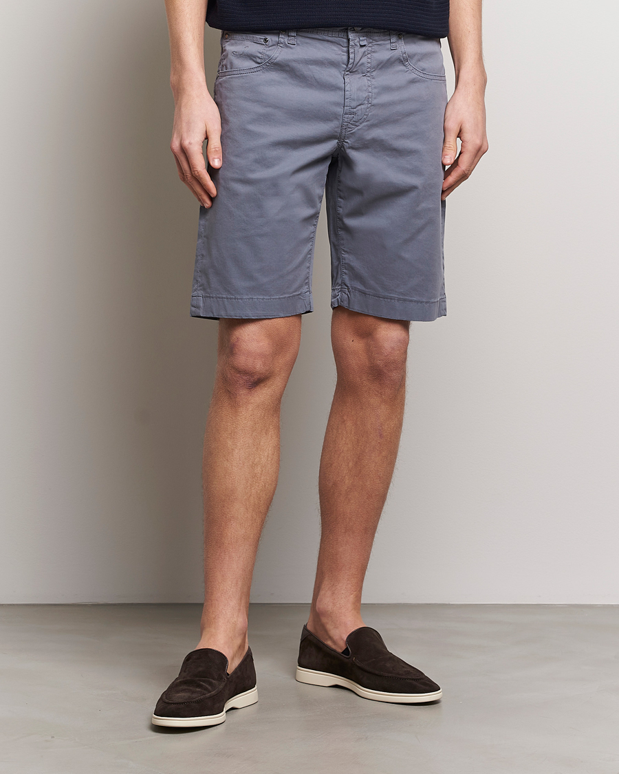 Herre | Shorts | Jacob Cohën | Nicolas Cotton Gabardine Shorts Blue Grey