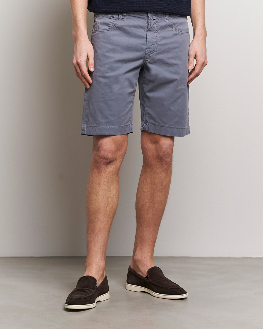 Herre | Italian Department | Jacob Cohën | Nicolas Cotton Gabardine Shorts Blue Grey