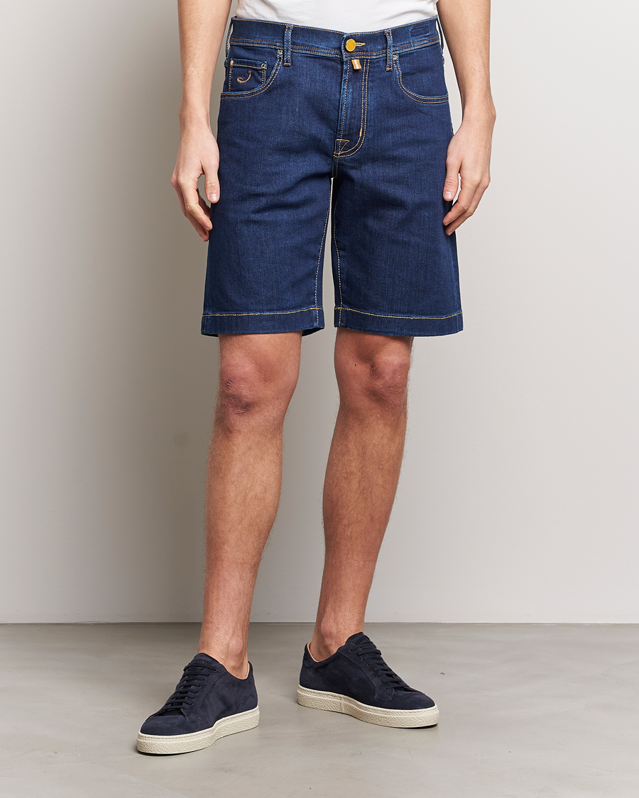 Herre |  | Jacob Cohën | Nicolas Stretch Denim Shorts Dark Blue