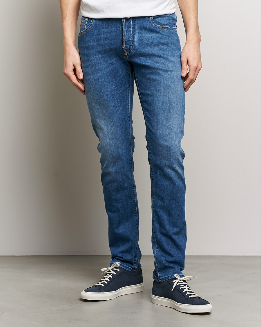 Herre | Blå jeans | Jacob Cohën | Nick Slim Fit Stretch Jeans Mid Blue