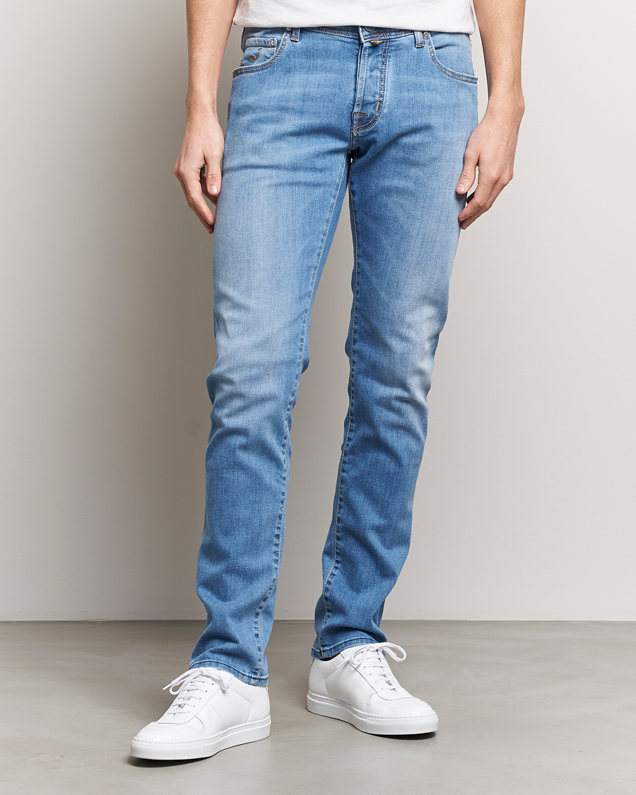 Herre | Blå jeans | Jacob Cohën | Nick Slim Fit Stretch Jeans Light Blue