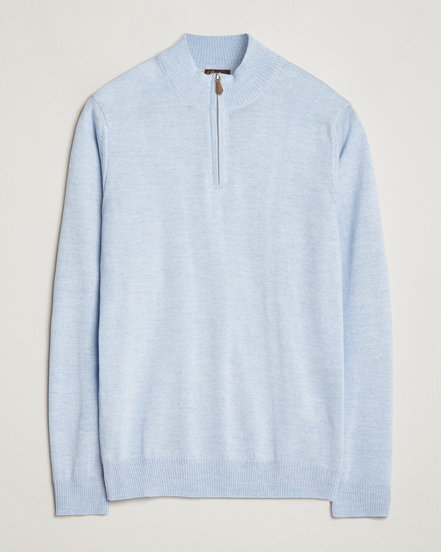Herre | Trøjer | Stenströms | Merino Half Zip Light Blue