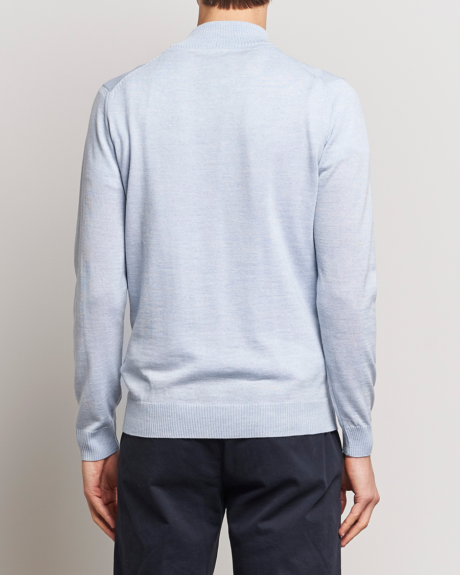 Herre | Trøjer | Stenströms | Merino Half Zip Light Blue