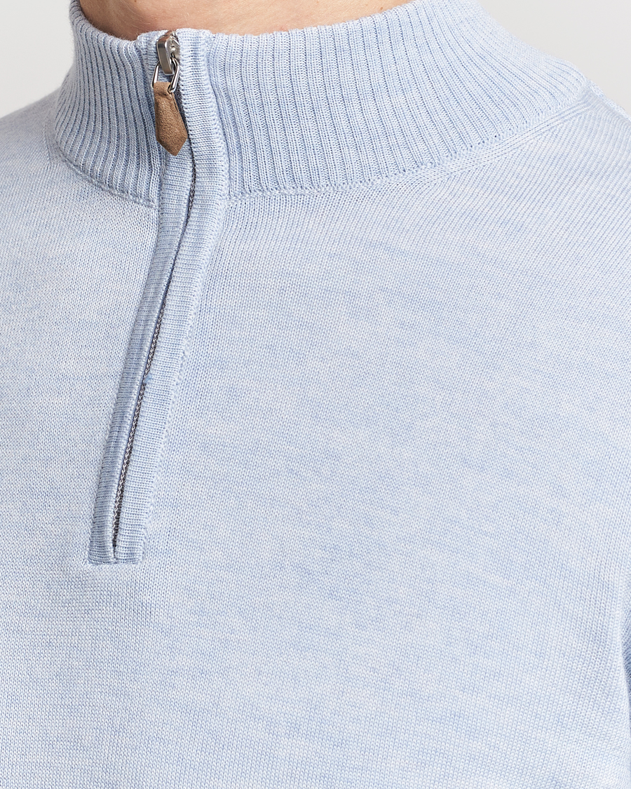 Herre | Trøjer | Stenströms | Merino Half Zip Light Blue