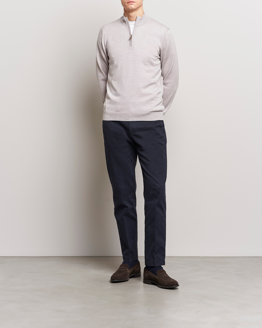 Herre | Trøjer | Stenströms | Merino Wool Half Zip Beige