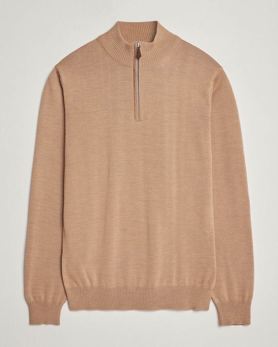Herre | Trøjer | Stenströms | Merino Wool Half Zip Sand