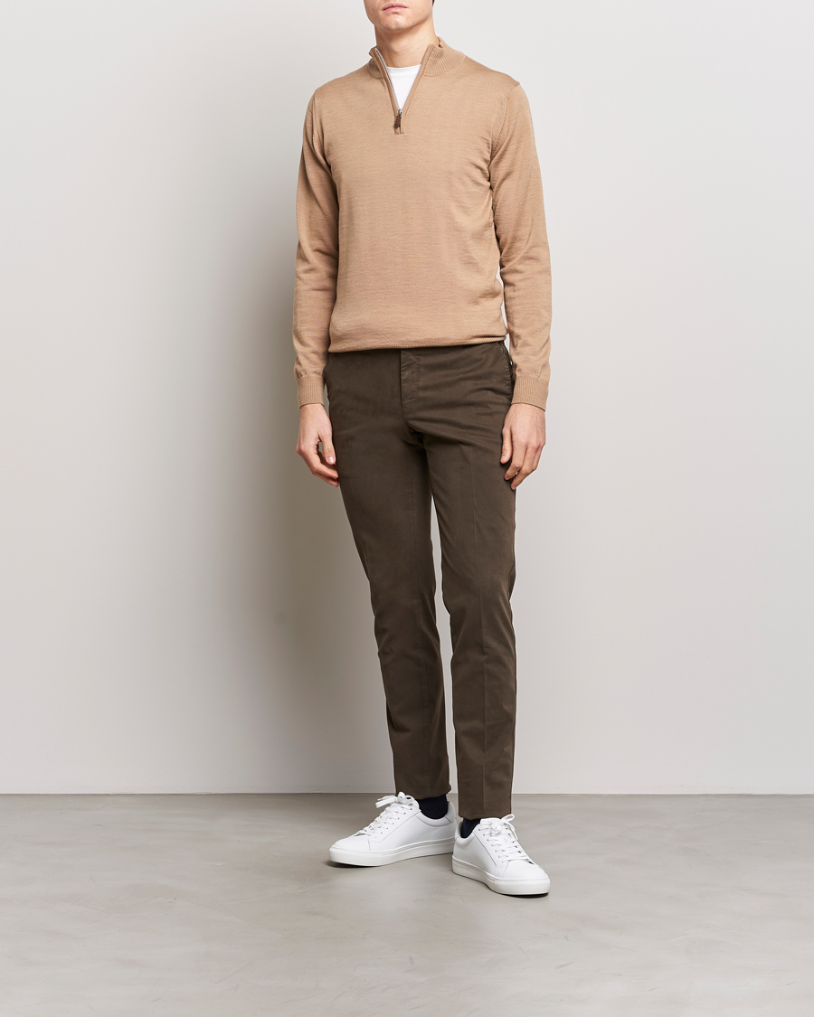 Herre | Trøjer | Stenströms | Merino Wool Half Zip Sand