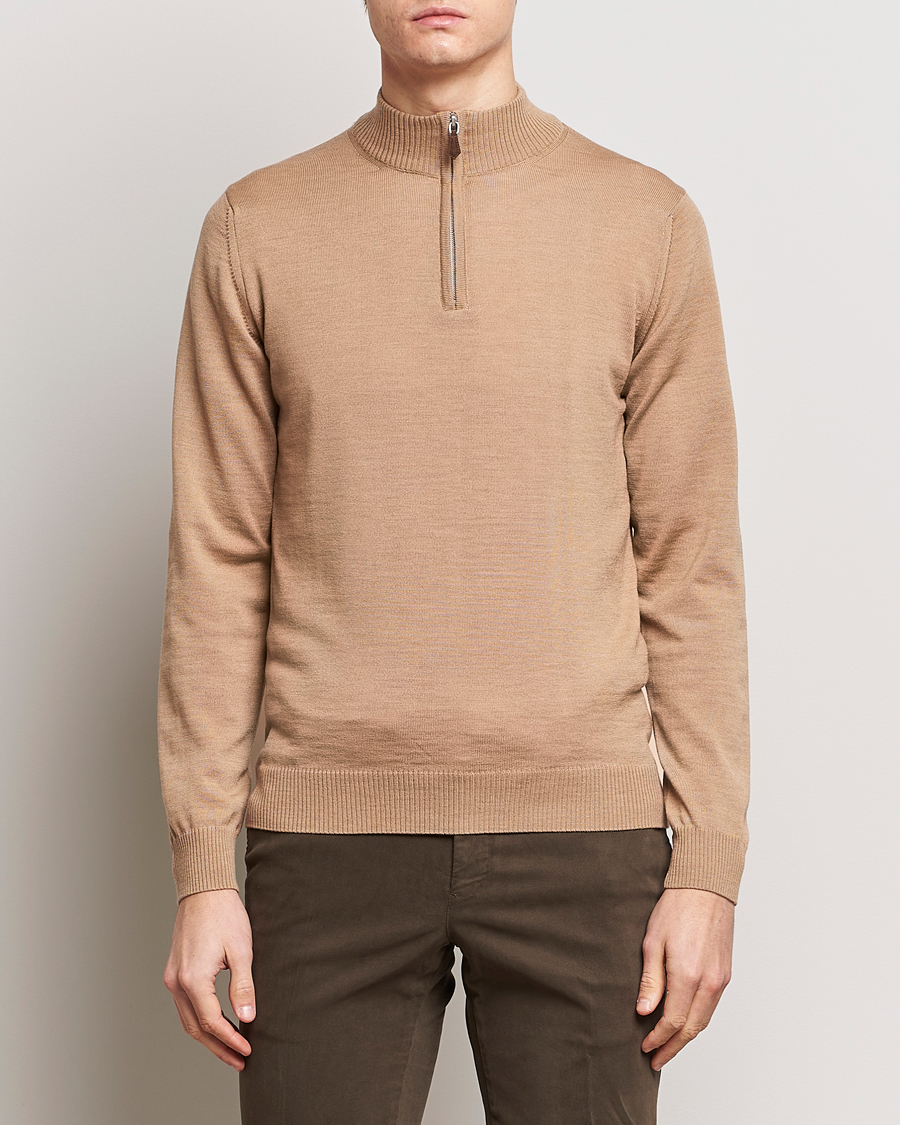 Herre | Trøjer | Stenströms | Merino Wool Half Zip Sand