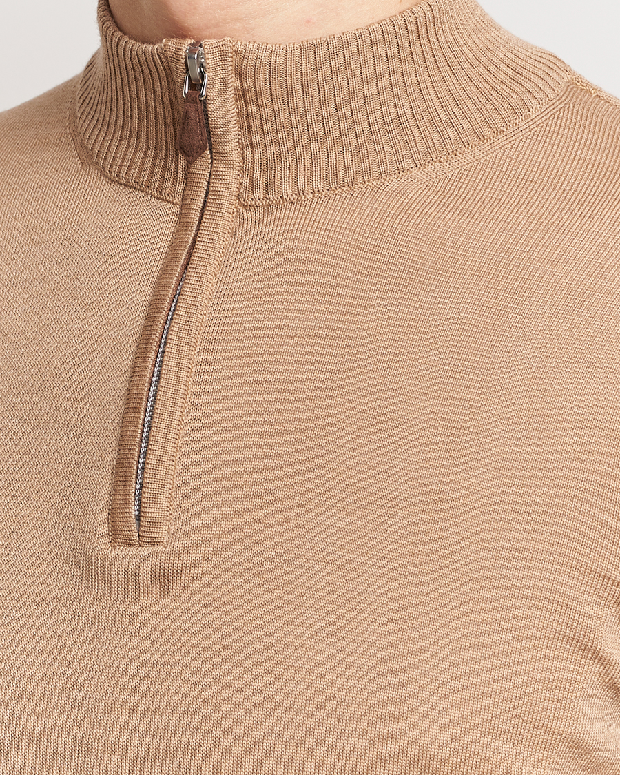 Herre | Trøjer | Stenströms | Merino Wool Half Zip Sand