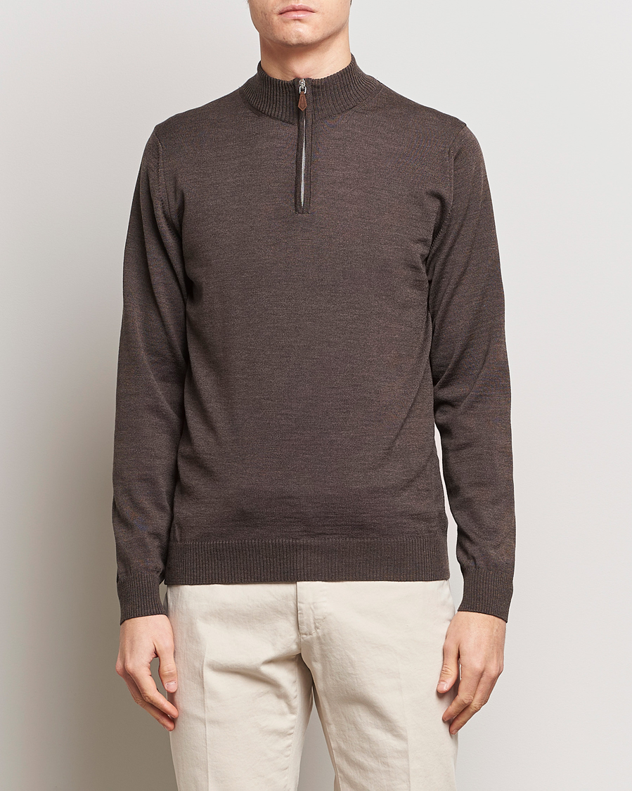 Herre |  | Stenströms | Merino Half Zip Dark Brown