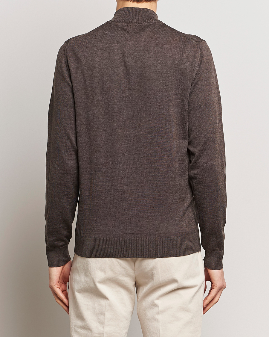 Herre | Trøjer | Stenströms | Merino Half Zip Dark Brown