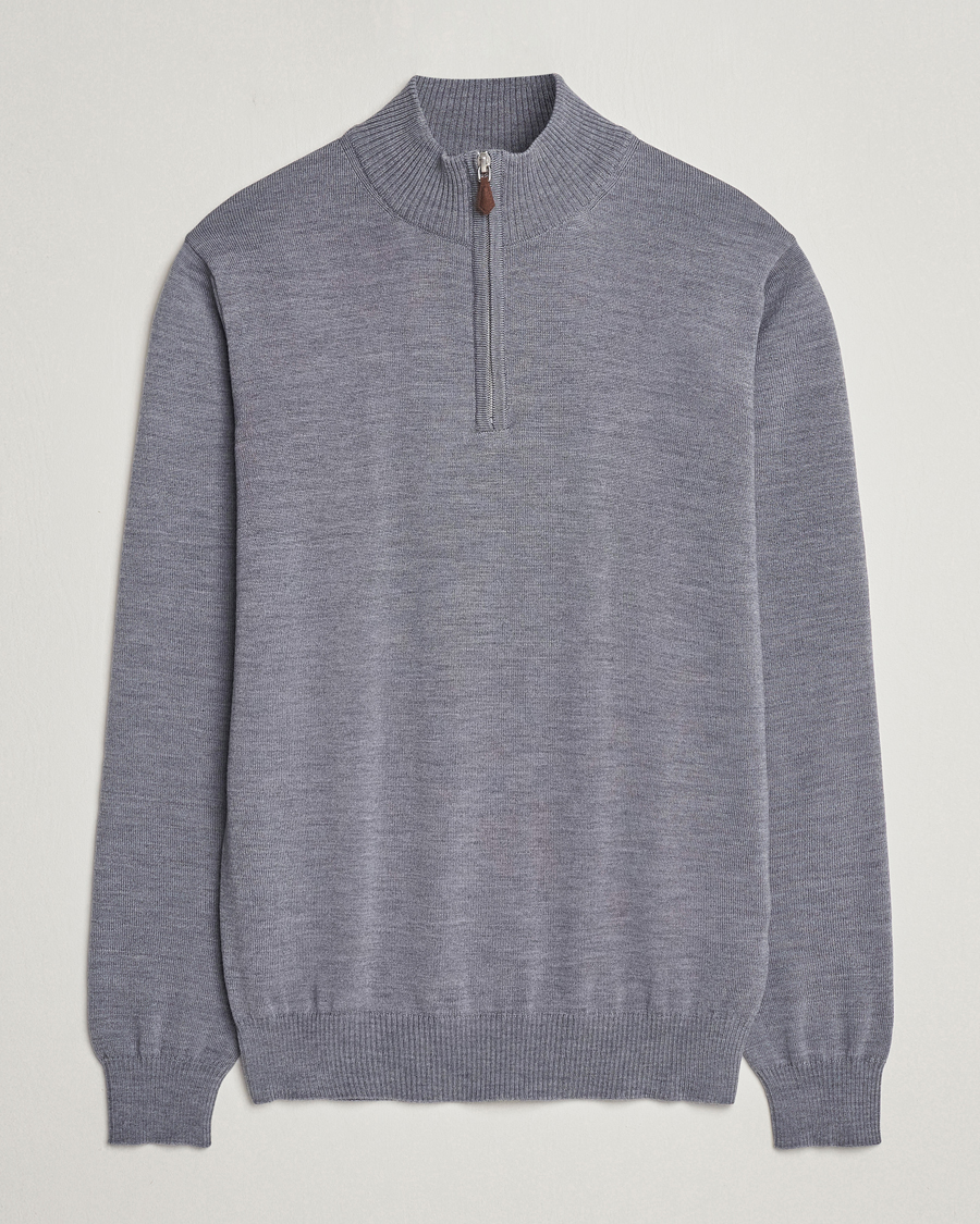 Herre | Trøjer | Stenströms | Merino Wool Half Zip Mid Grey