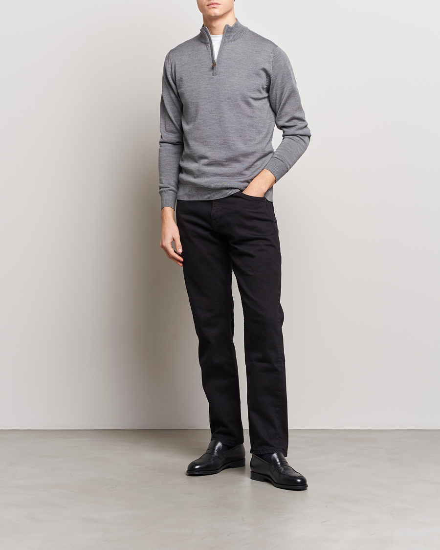 Herre | Trøjer | Stenströms | Merino Wool Half Zip Mid Grey