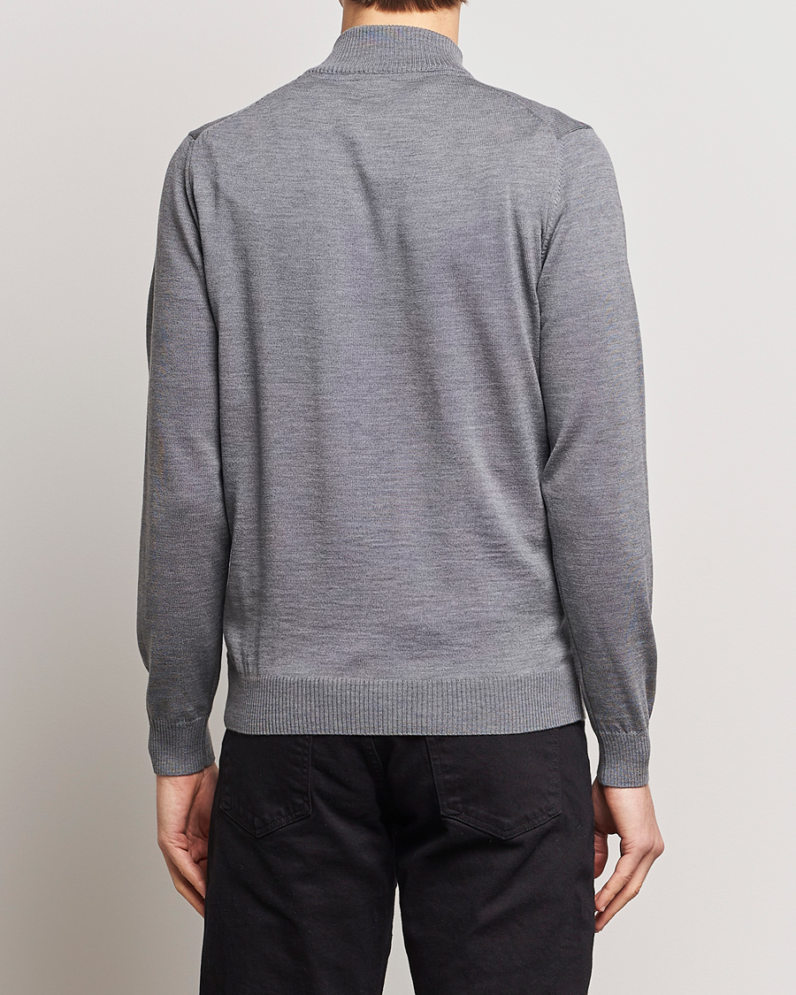 Herre | Trøjer | Stenströms | Merino Wool Half Zip Mid Grey