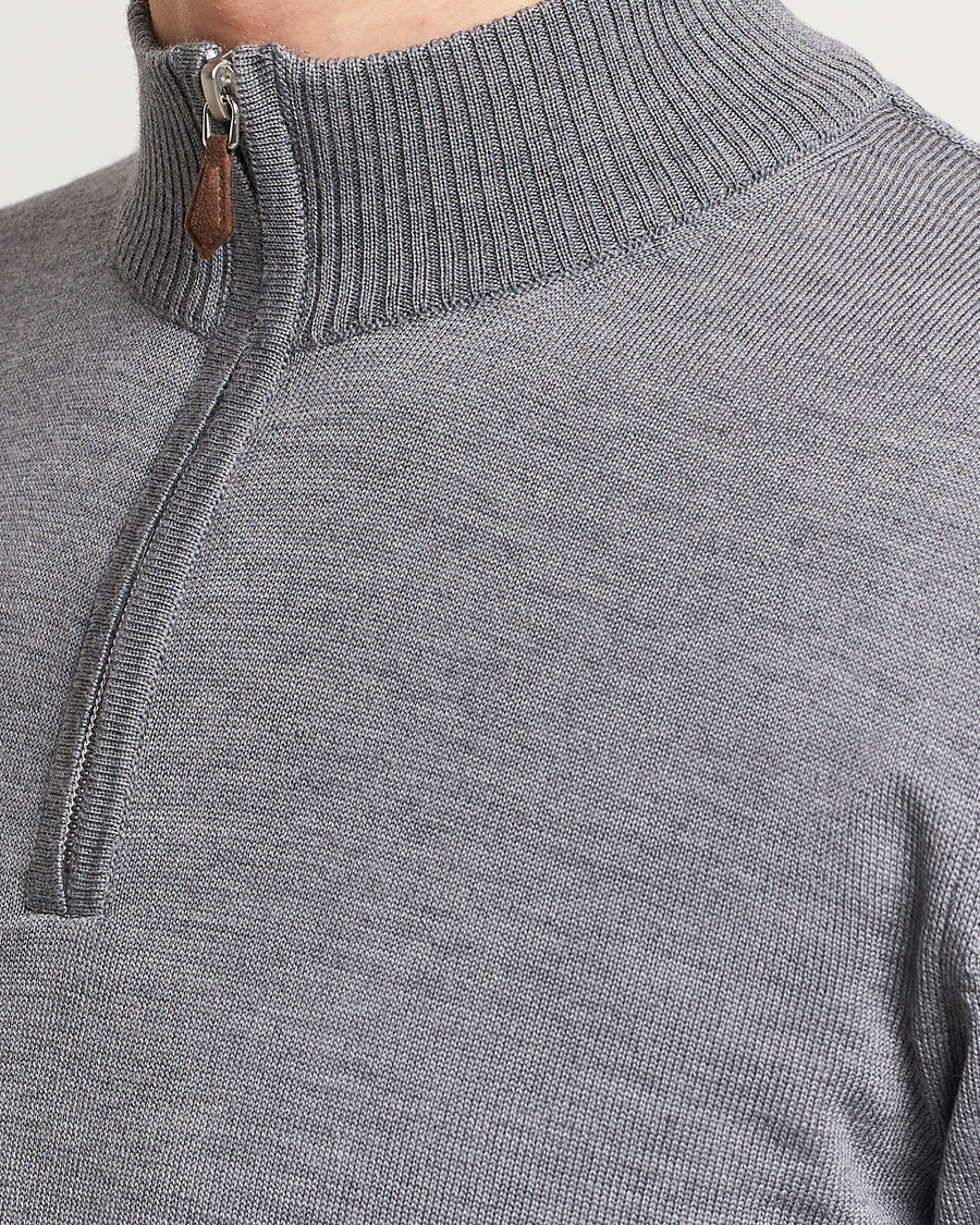 Herre | Trøjer | Stenströms | Merino Wool Half Zip Mid Grey
