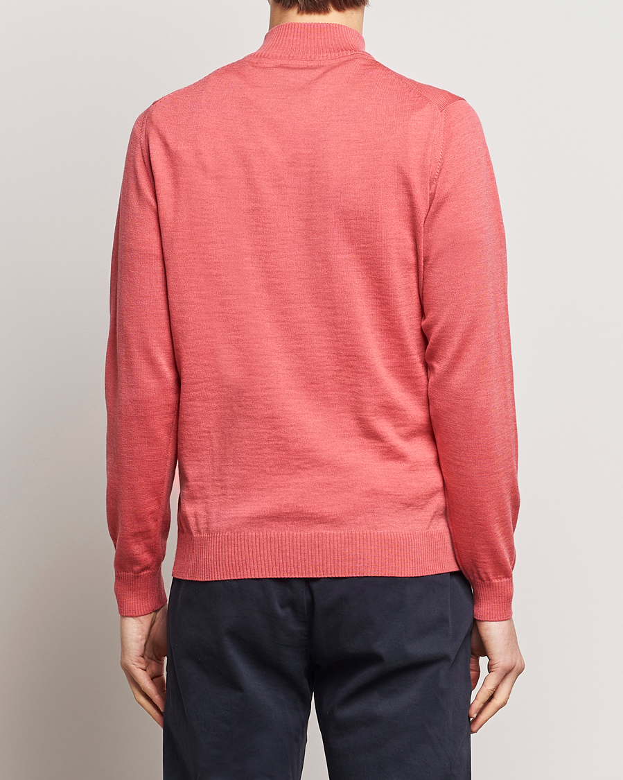 Herre | Trøjer | Stenströms | Merino Wool Half Zip Coral Red