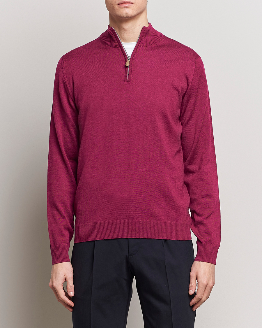 Herre | Stenströms | Stenströms | Merino Wool Half Zip Wine