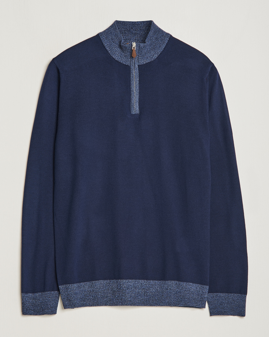 Herre | Trøjer | Stenströms | Merino Contrast Half Zip Navy