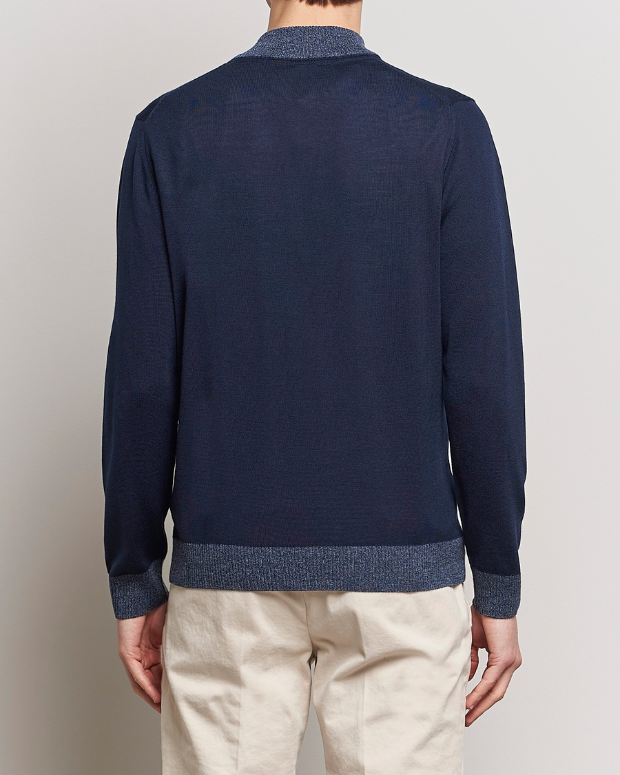 Herre | Trøjer | Stenströms | Merino Contrast Half Zip Navy