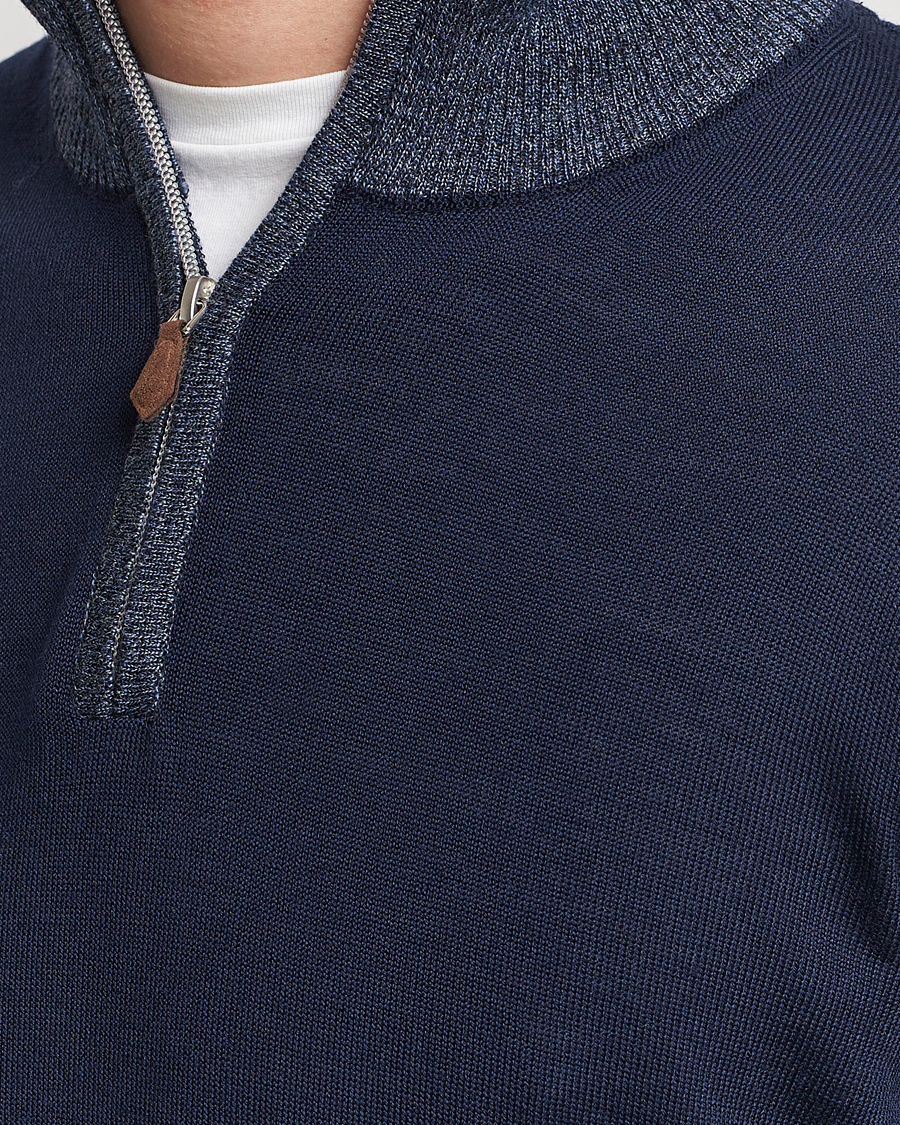 Herre | Trøjer | Stenströms | Merino Contrast Half Zip Navy