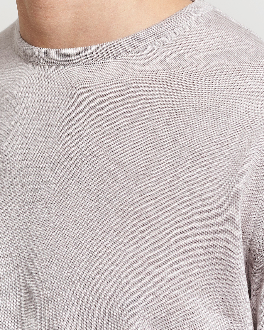 Herre | Trøjer | Stenströms | Merino Contrast Crew Neck Beige