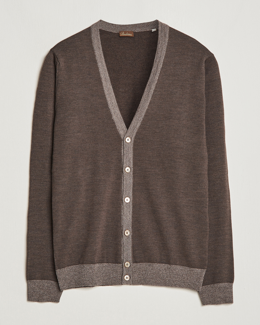 Herre |  | Stenströms | Merino Contrast Cardigan Brown