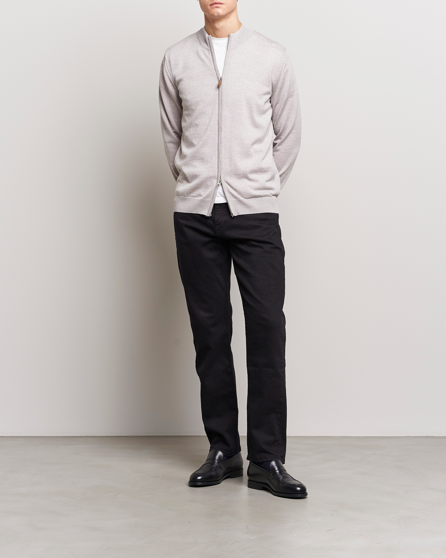 Herre | Trøjer | Stenströms | Merino Wool Full Zip Beige