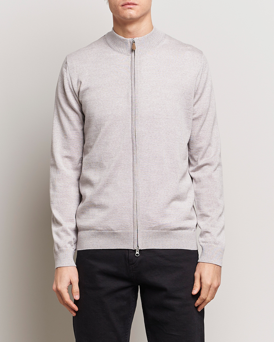 Herre | Trøjer | Stenströms | Merino Wool Full Zip Beige