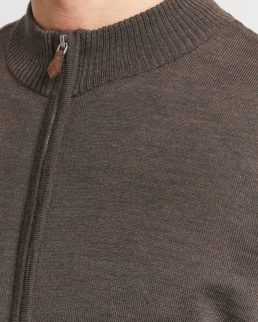 Herre | Trøjer | Stenströms | Merino Wool Full Zip Brown