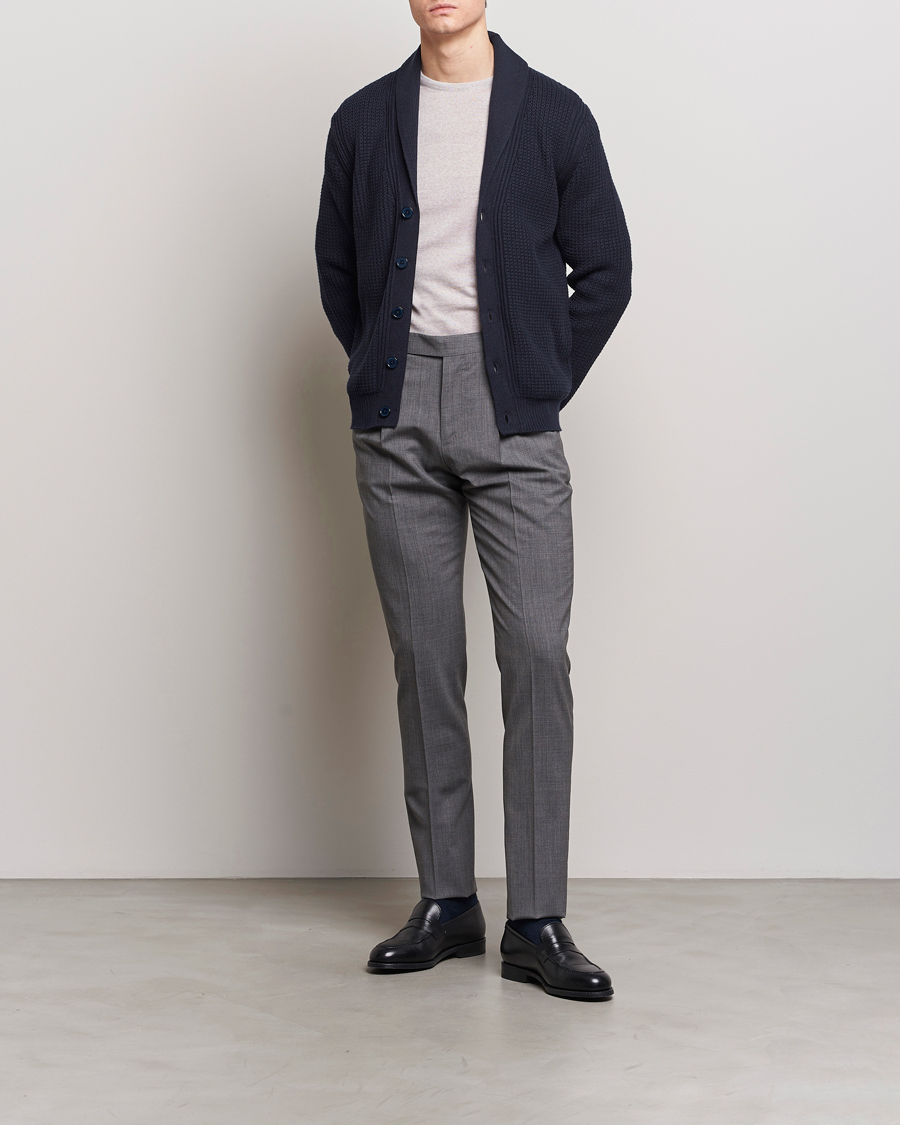 Herre | Trøjer | Stenströms | Cotton/Cashmere Shawl Cardigan Navy