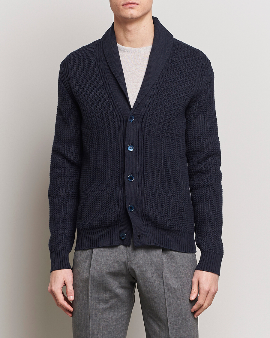 Herre | Afdelinger | Stenströms | Cotton/Cashmere Shawl Cardigan Navy