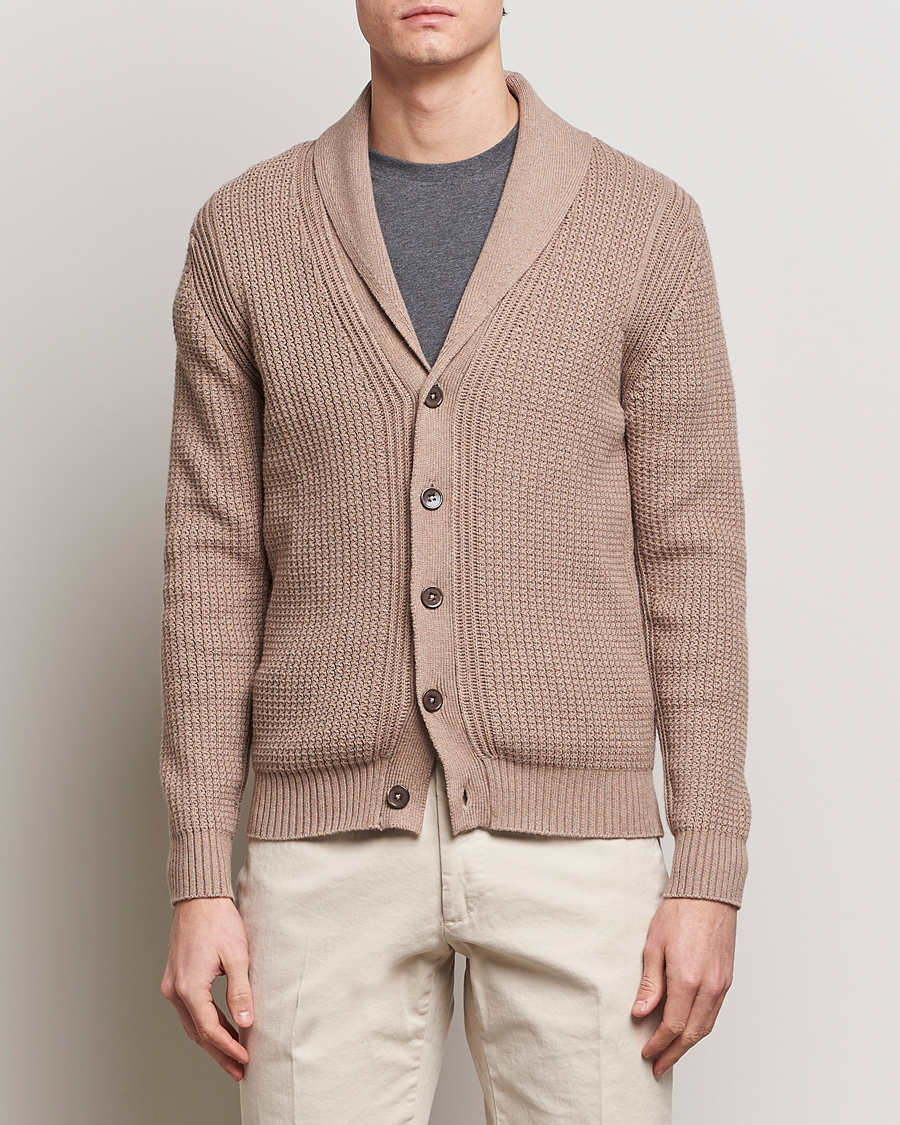 Herre | Trøjer | Stenströms | Cotton/Cashmere Shawl Cardigan Brown