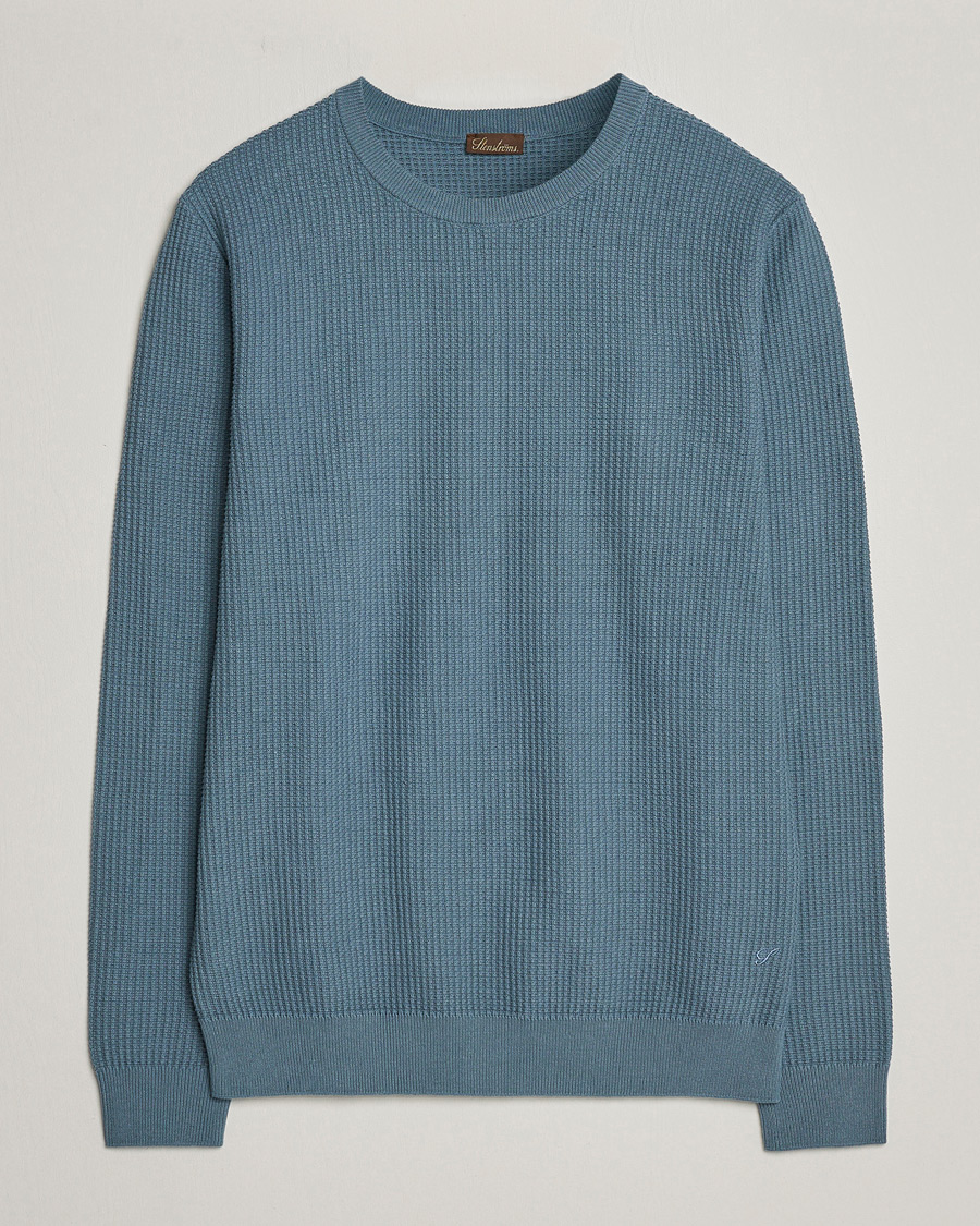 Herre | Trøjer | Stenströms | Organic Cotton Crew Neck Mid Blue
