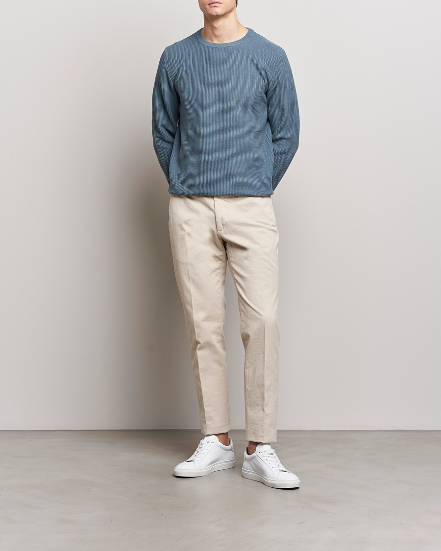 Herre | Trøjer | Stenströms | Organic Cotton Crew Neck Mid Blue