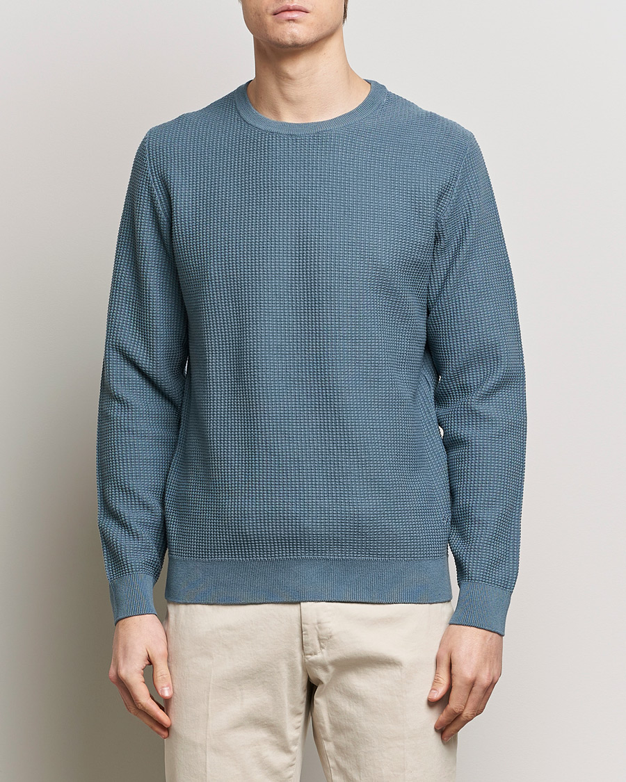 Herre | Trøjer | Stenströms | Organic Cotton Crew Neck Mid Blue