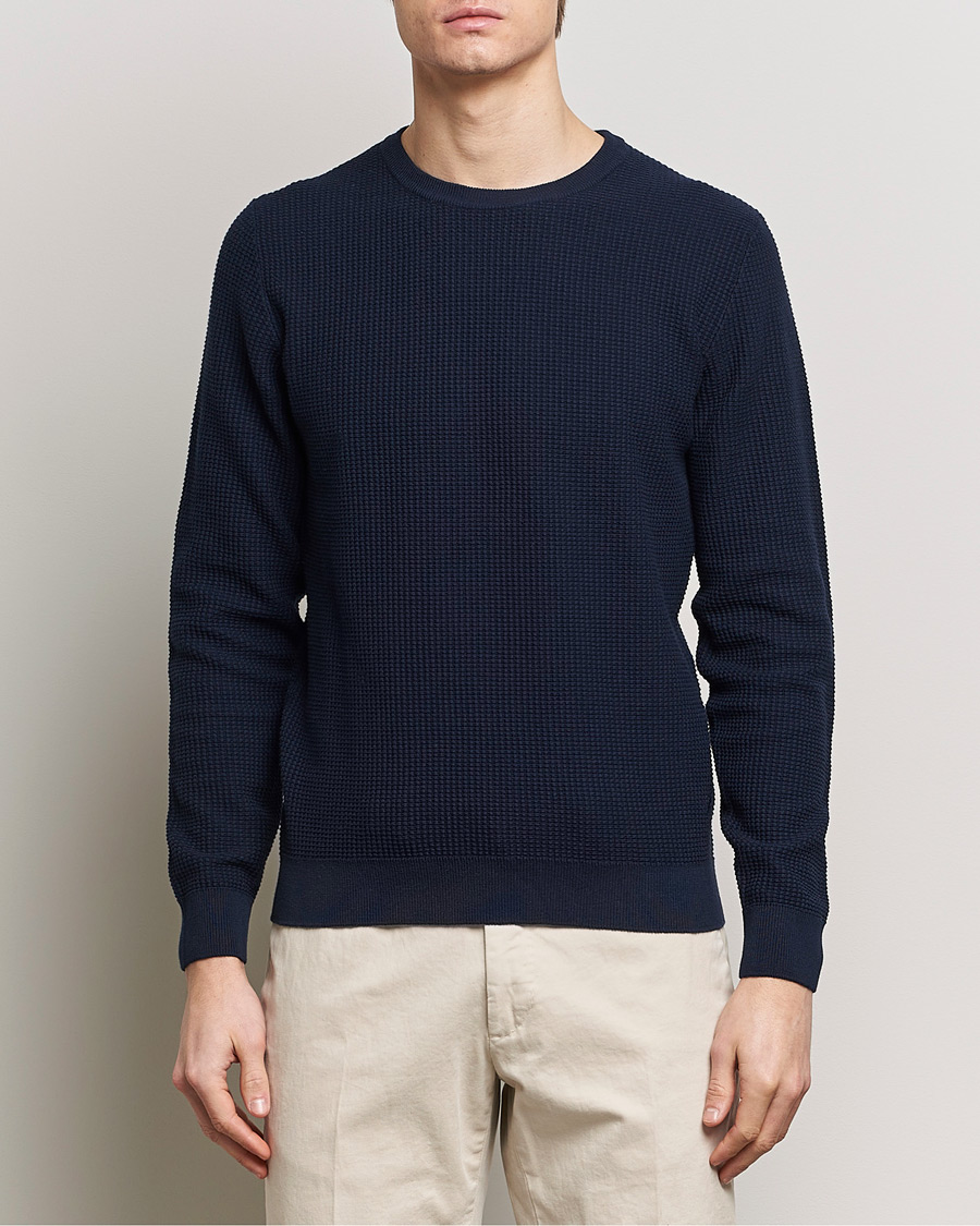 Herre | Strikkede trøjer | Stenströms | Organic Cotton Crew Neck Navy