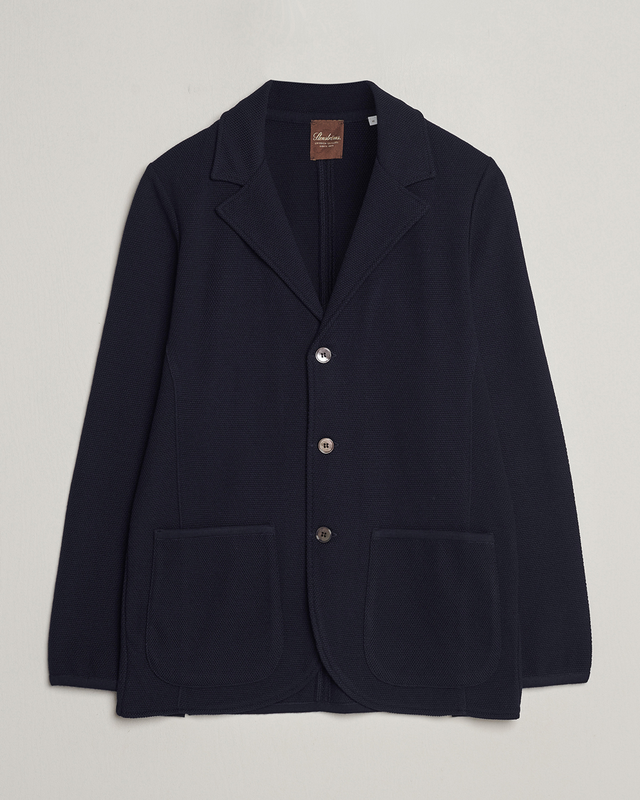 Herre | Blazere & jakker | Stenströms | Merino Wool Texture Knitted Blazer Navy