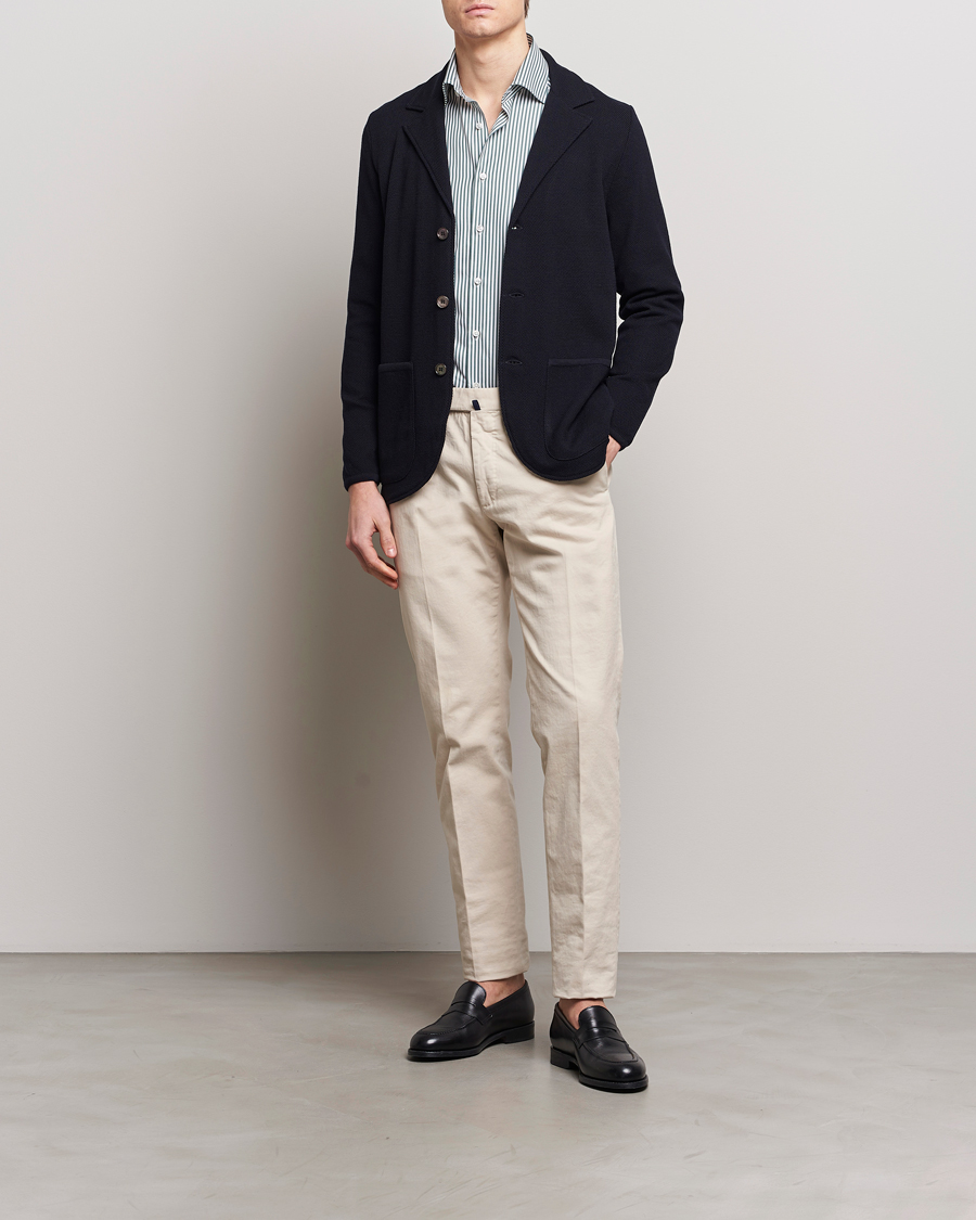 Herre | Blazere & jakker | Stenströms | Merino Wool Texture Knitted Blazer Navy