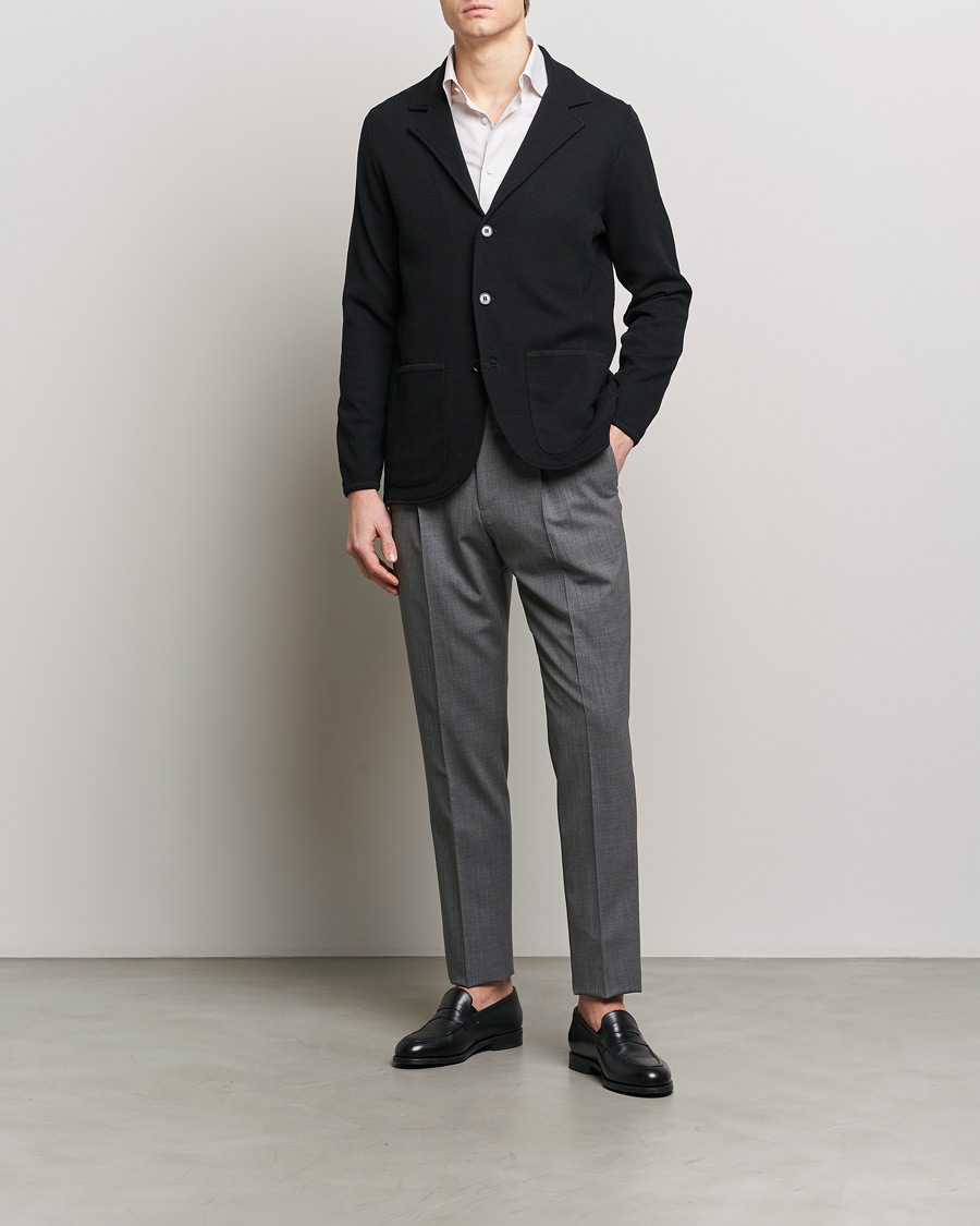 Herre | Blazere & jakker | Stenströms | Merino Wool Texture Knitted Blazer Black