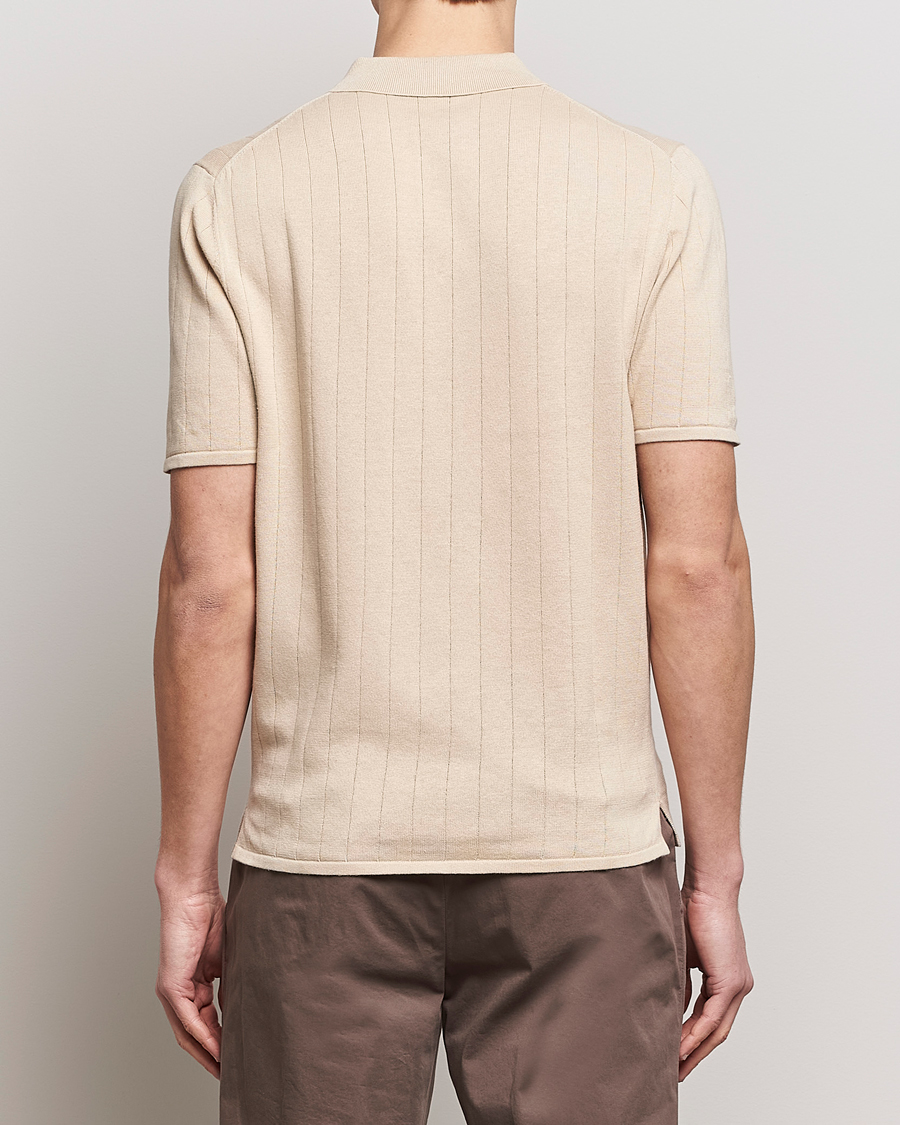 Herre | Polotrøjer | Stenströms | Linen/Cotton Rib Knitted Buttonthru Shirt Beige