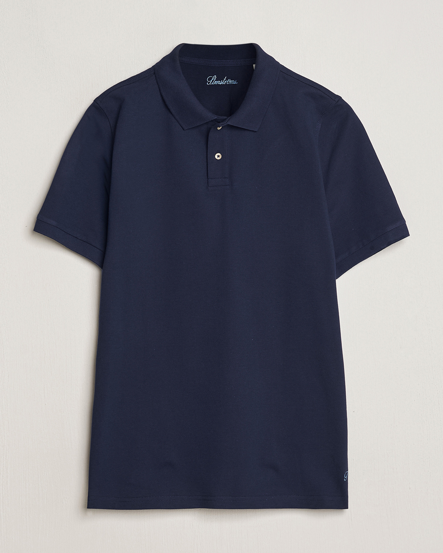 Herre | Polotrøjer | Stenströms | Organic Cotton Piquet Polo Shirt Navy