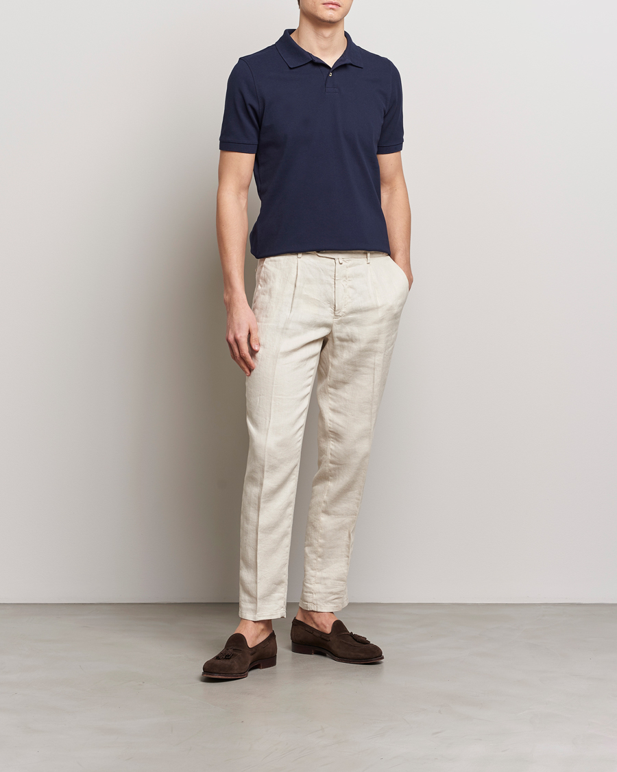 Herre | Polotrøjer | Stenströms | Organic Cotton Piquet Polo Shirt Navy