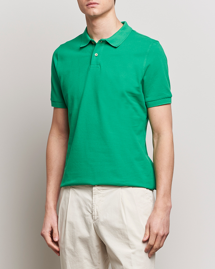 Herre | Kortærmede polotrøjer | Stenströms | Organic Cotton Piquet Polo Shirt Green