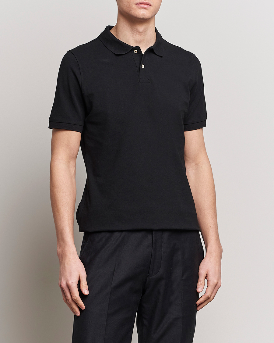 Herre | Kortærmede polotrøjer | Stenströms | Organic Cotton Piquet Polo Shirt Black