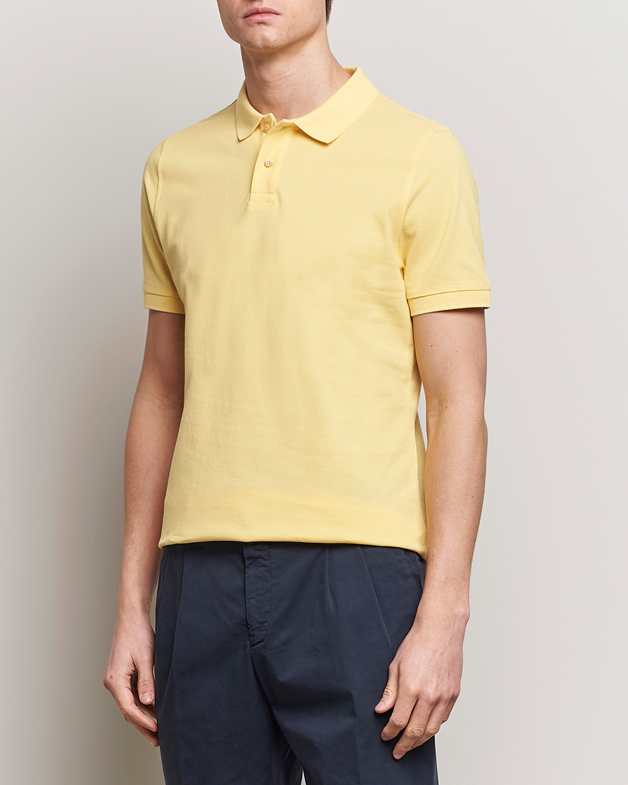 Herre | Kortærmede polotrøjer | Stenströms | Organic Cotton Piquet Polo Shirt Yellow